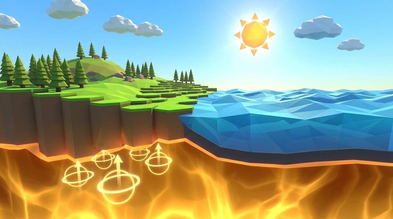 Level 01: The Floating Crust volcano simulation