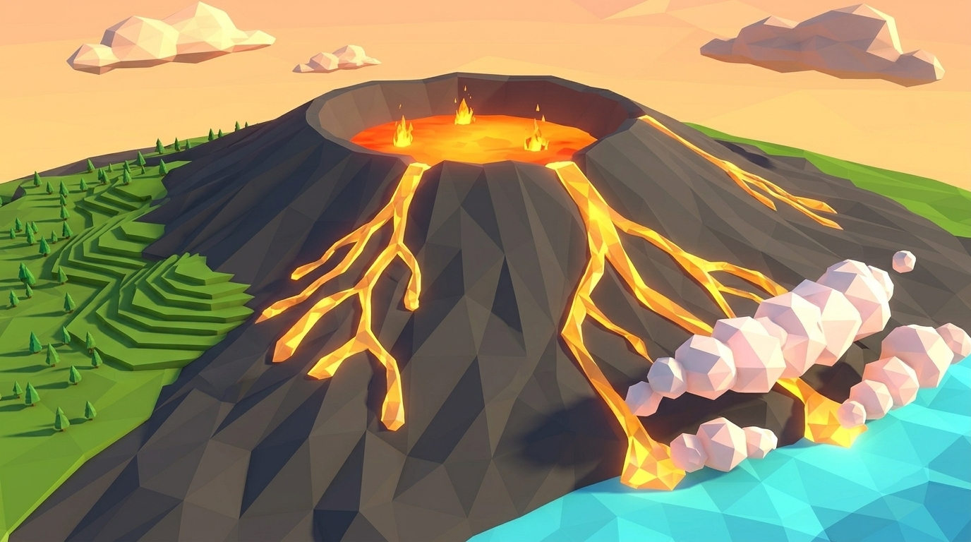 Level 06: Lava River (Shield) volcano simulation